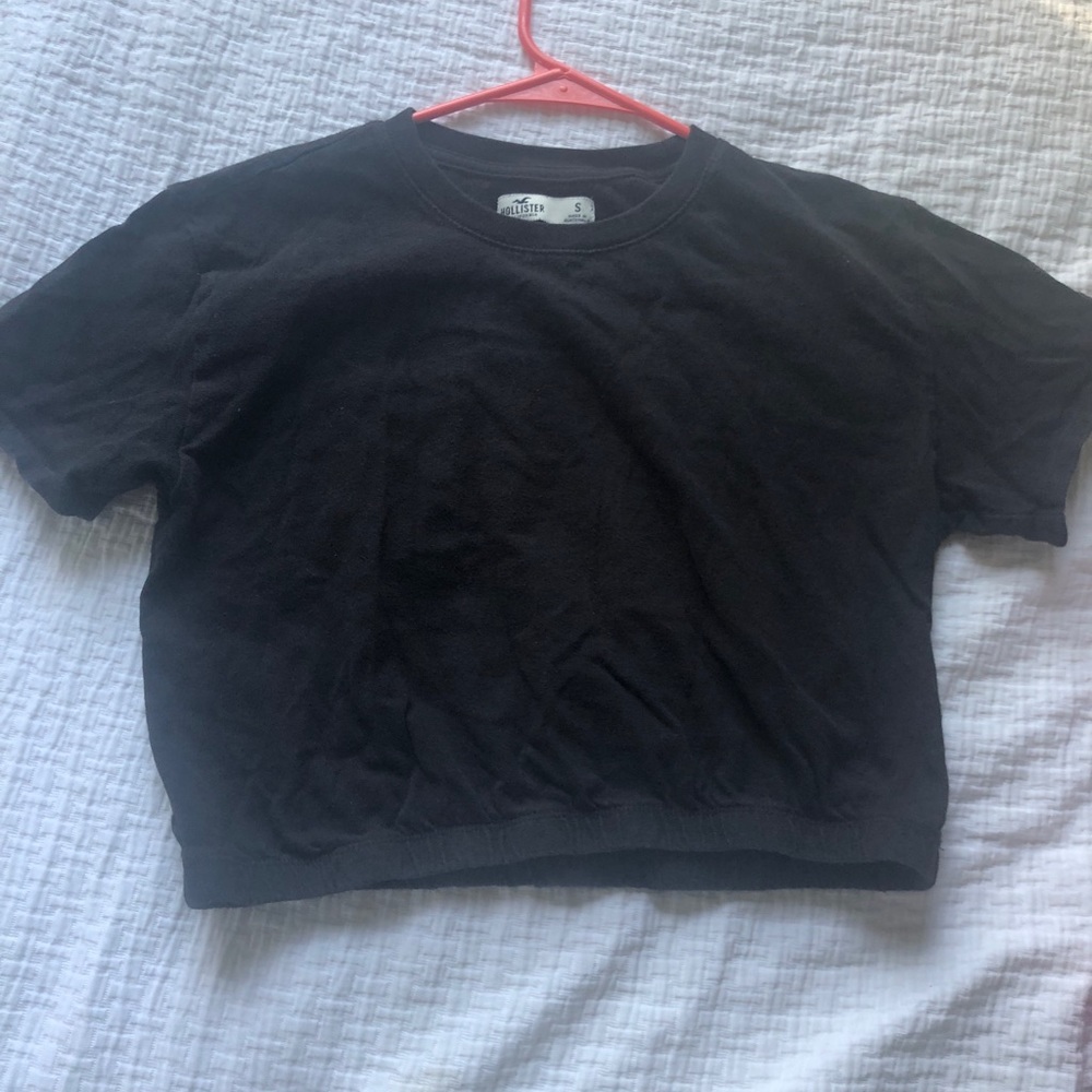 Black Crop Top with Elastic on Waist